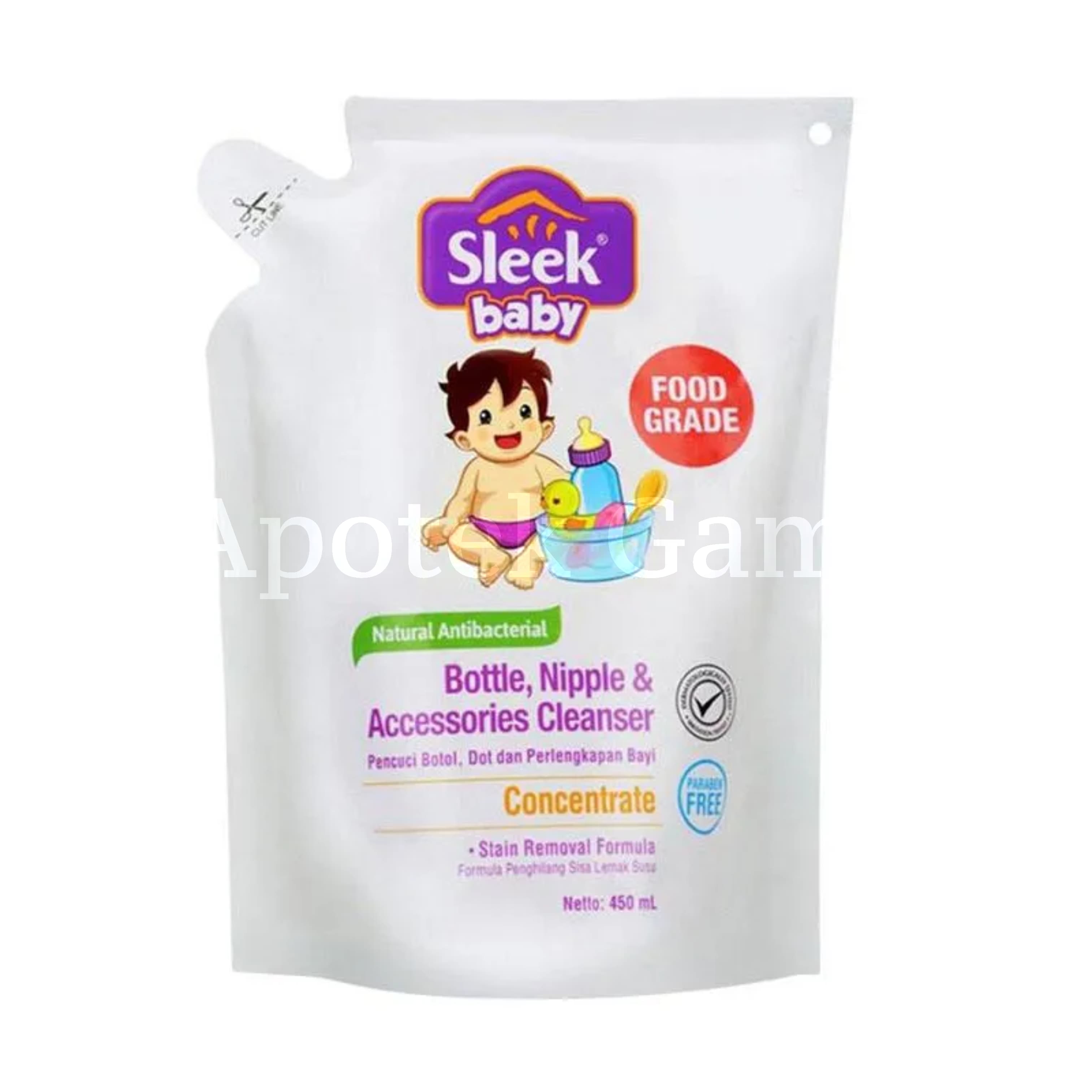 SLEEK BABY BOTTLE, NIPPLE & ACCESSORIES CLEANSER 450 ML  2