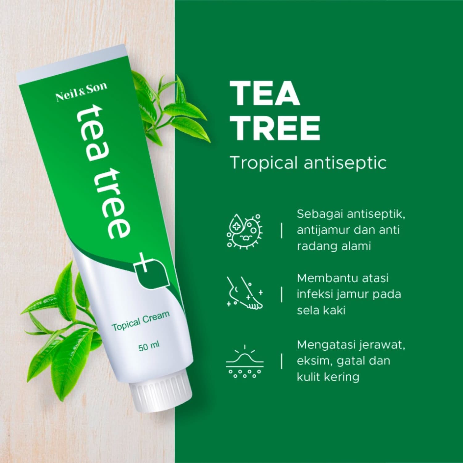NEIL&SON TEA TREE TOPICAL CREAM 50ML 2