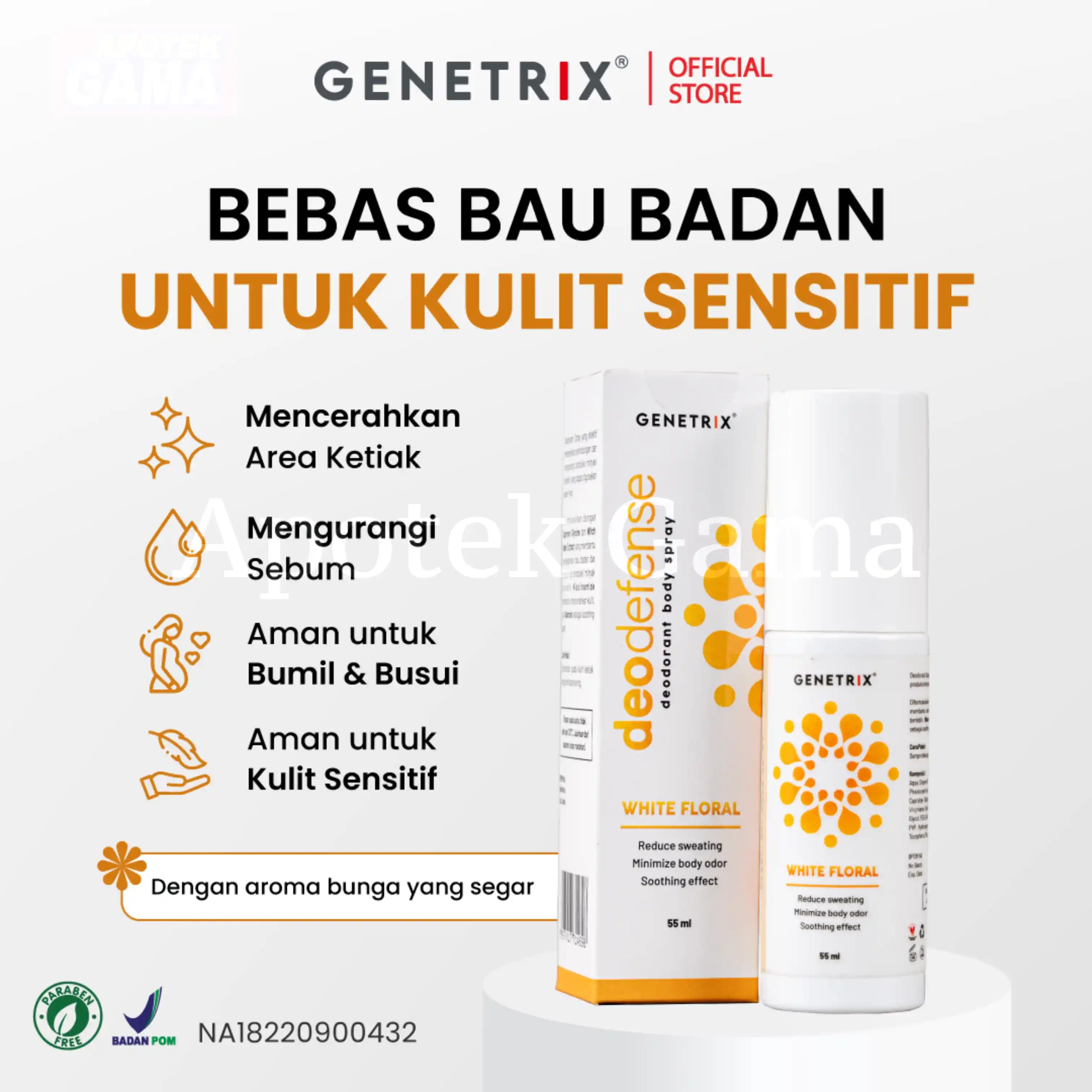 GENETRIX DEODEFENSE WHITE FLORAL 55ML