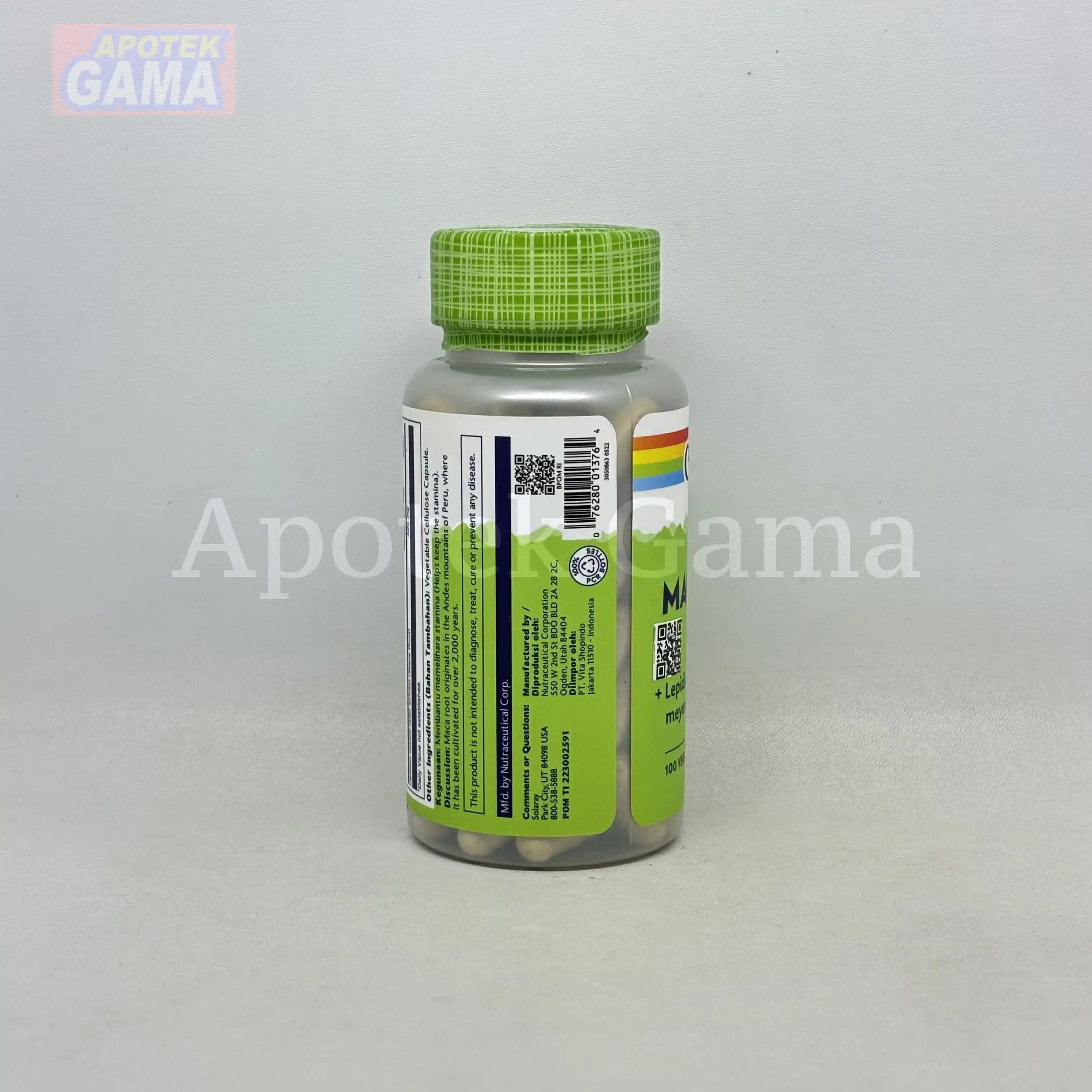 SOLARAY MACA ROOT 525 MG 100S