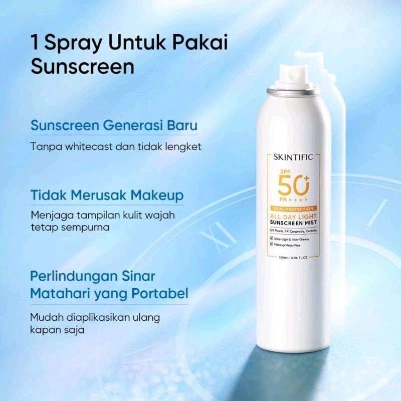 SKINTIFIC ALL DAY LIGHT SUNSCREEN MIST 120ML 3