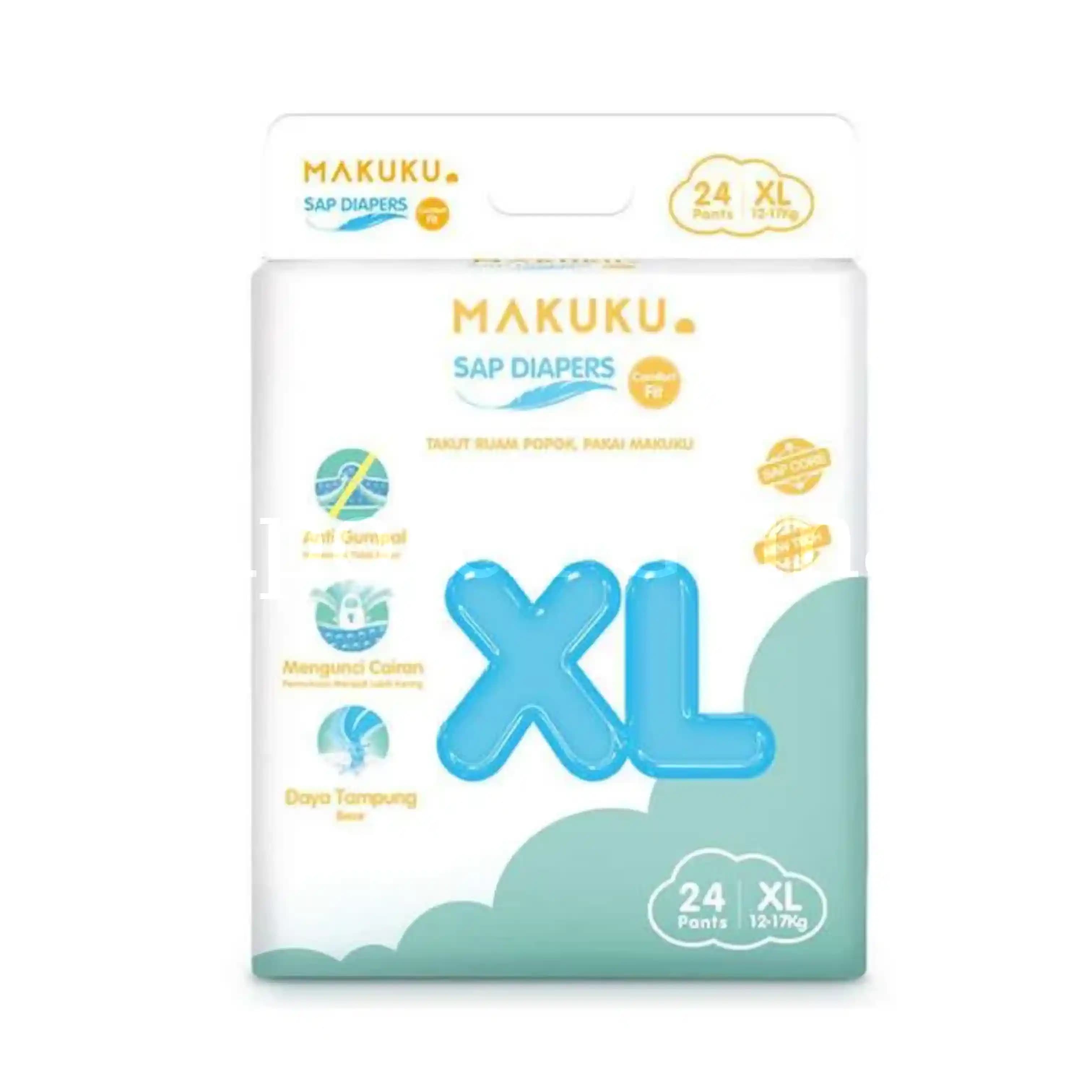 MAKUKU DIAPERS COMFORT FIT XL 24