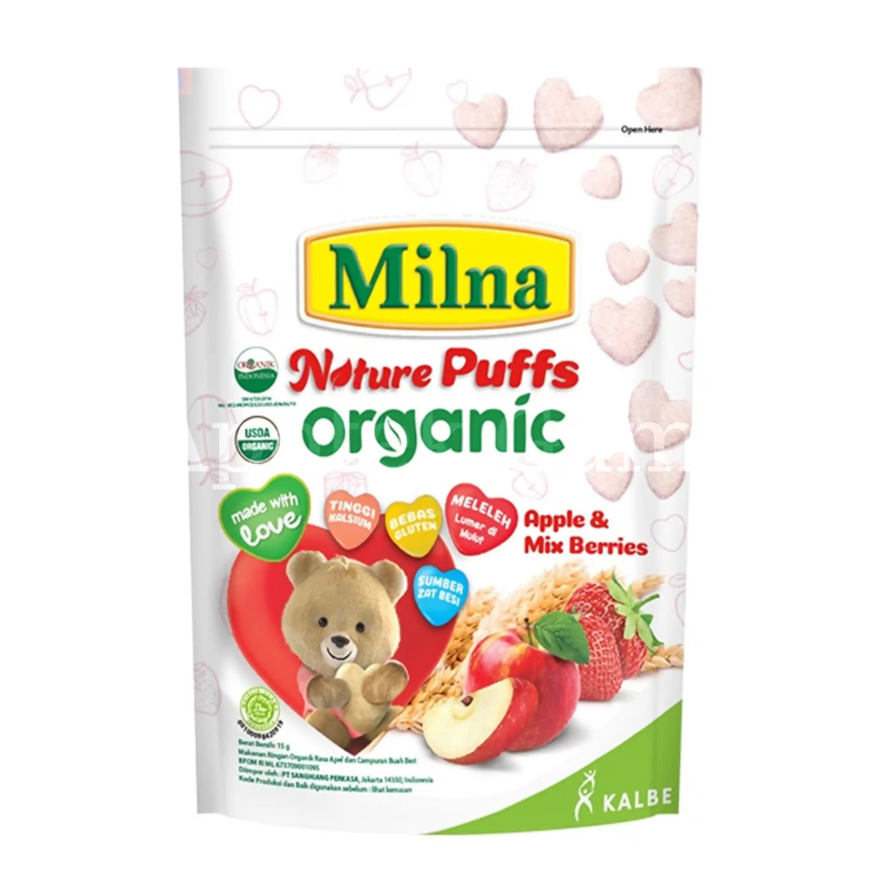 MILNA NATURE PUFFS ORGANIC APPLE & MIX BERRIES 15gr