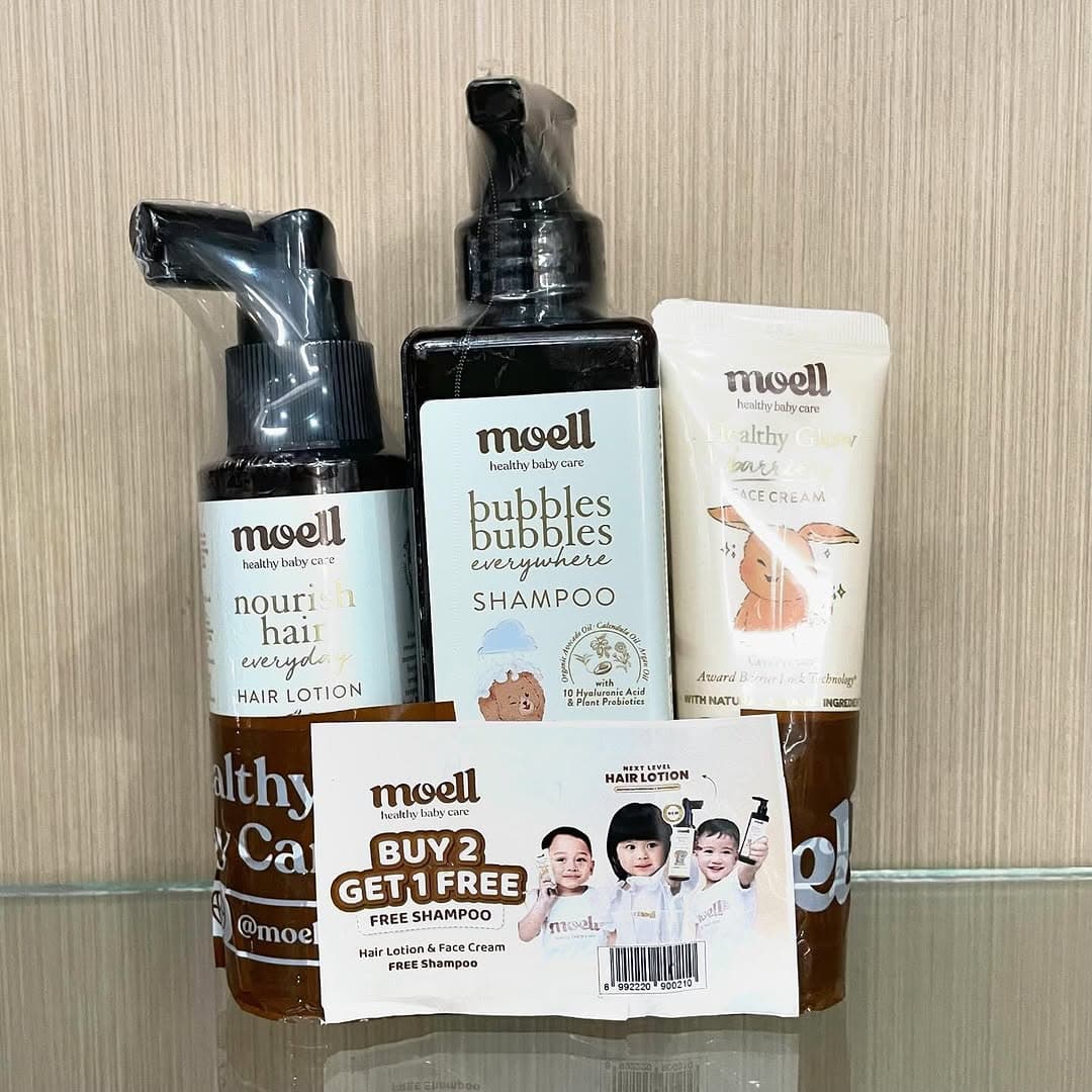 MOOELL BUNDLING HAIR LOTION FACE CREAM + FREE SHAMPO