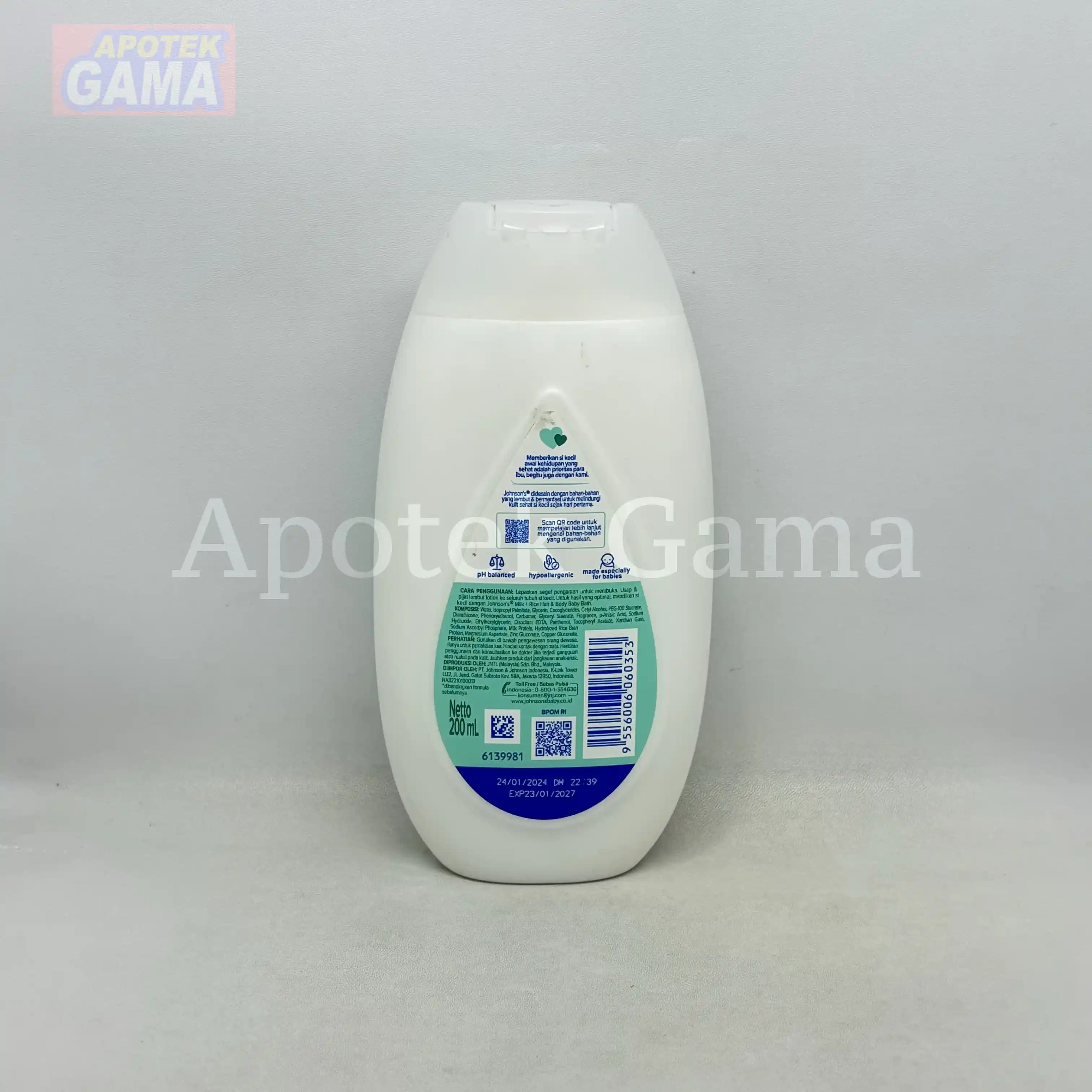 JOHNSONS BABY LOTION MILK + RICE 200 ML 5