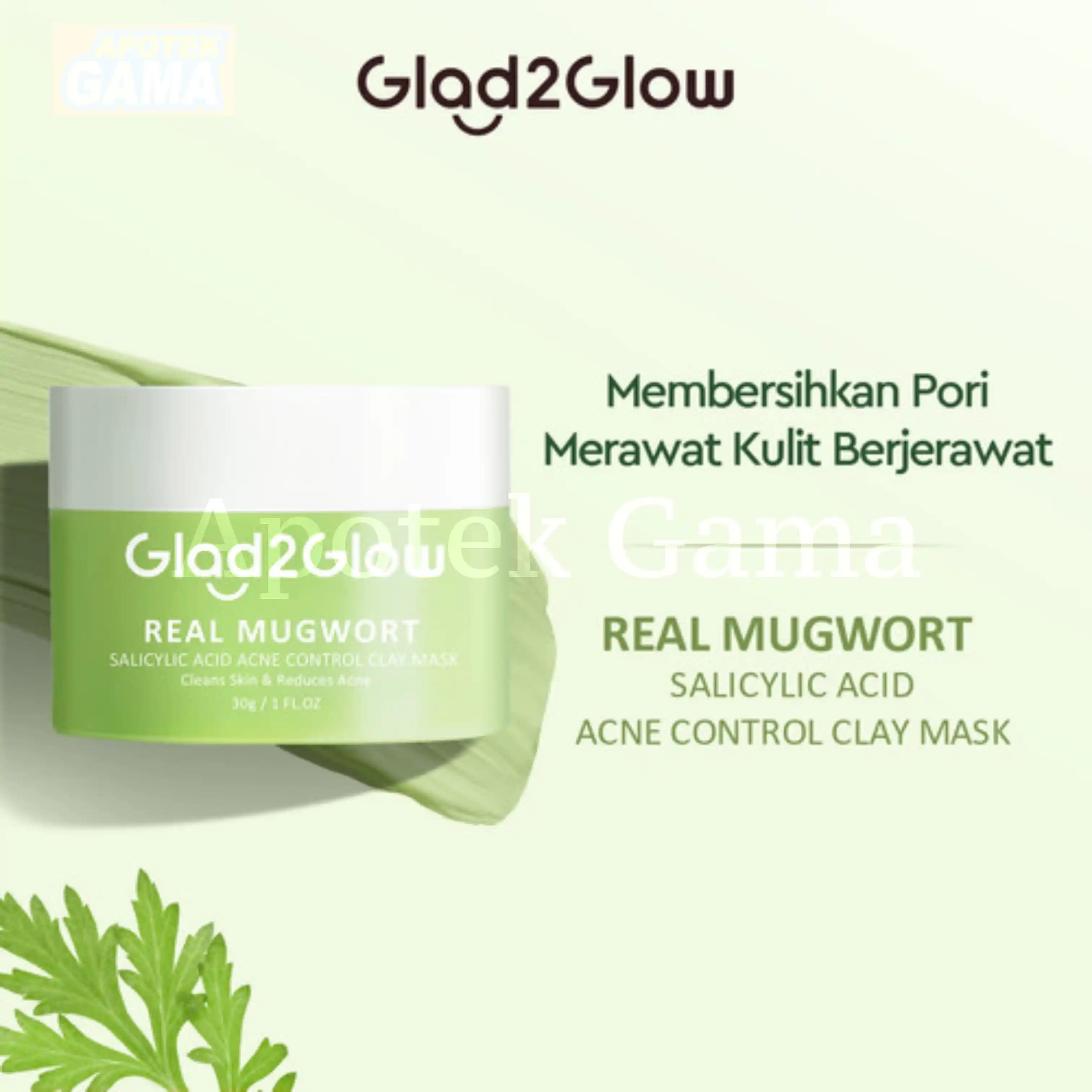 GLAD2GLOW REAL MUGWORT SALICYLIC ACID ACNE CONTROL CLAY MASK 30 GR 2