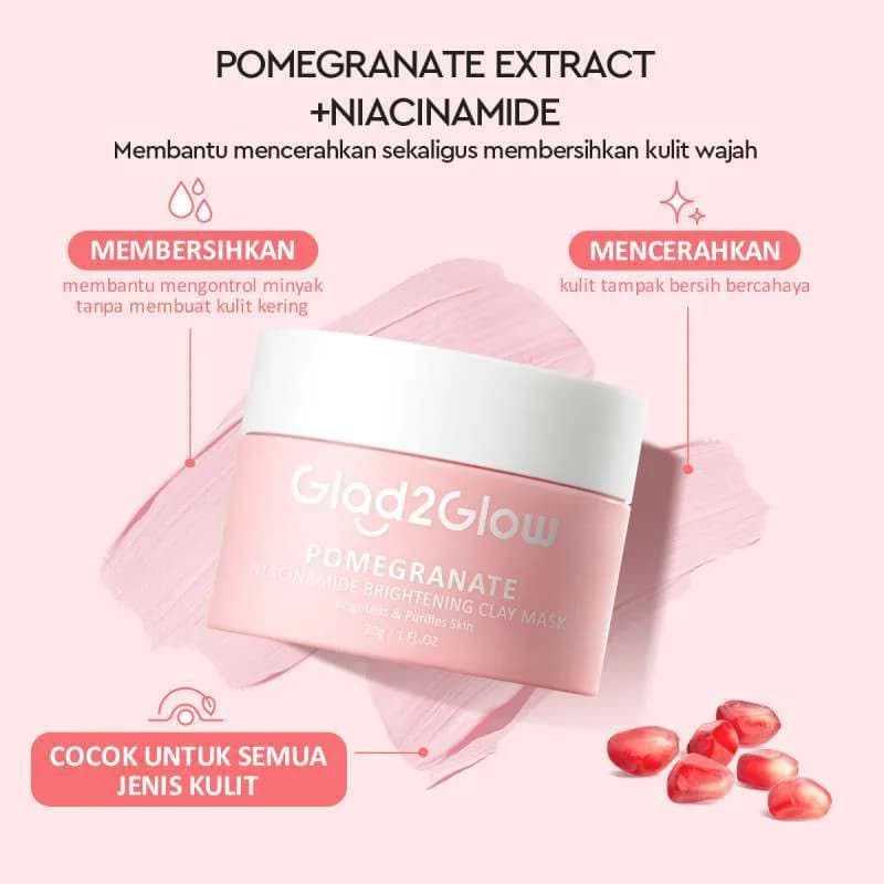 GLAD 2 GLOW POMEGRANATE BRIGHTENING CLAY MASK 30GR 3