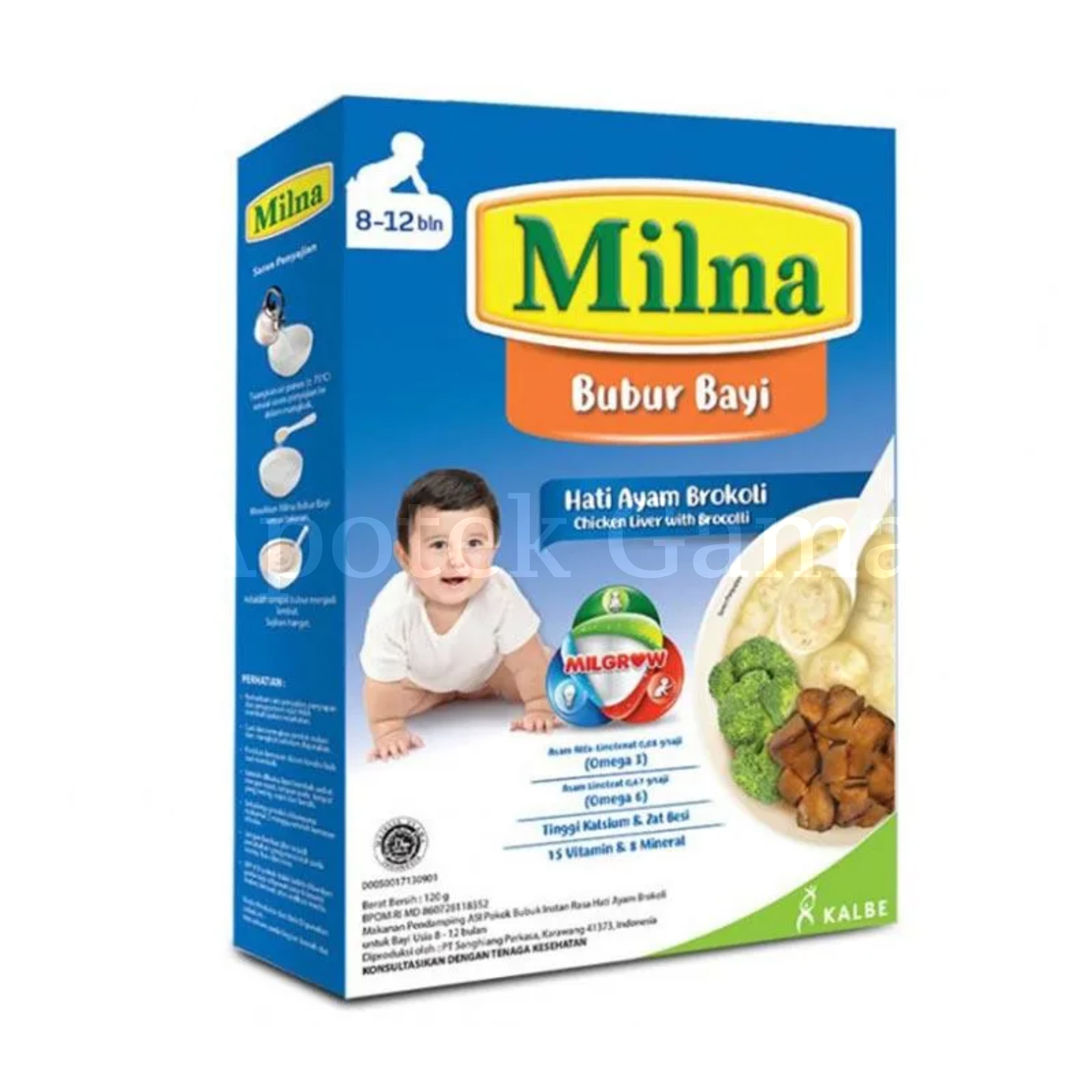 MILNA BUBUR BAYI 8+ HATI AYAM BROKOLI 120 GR 2