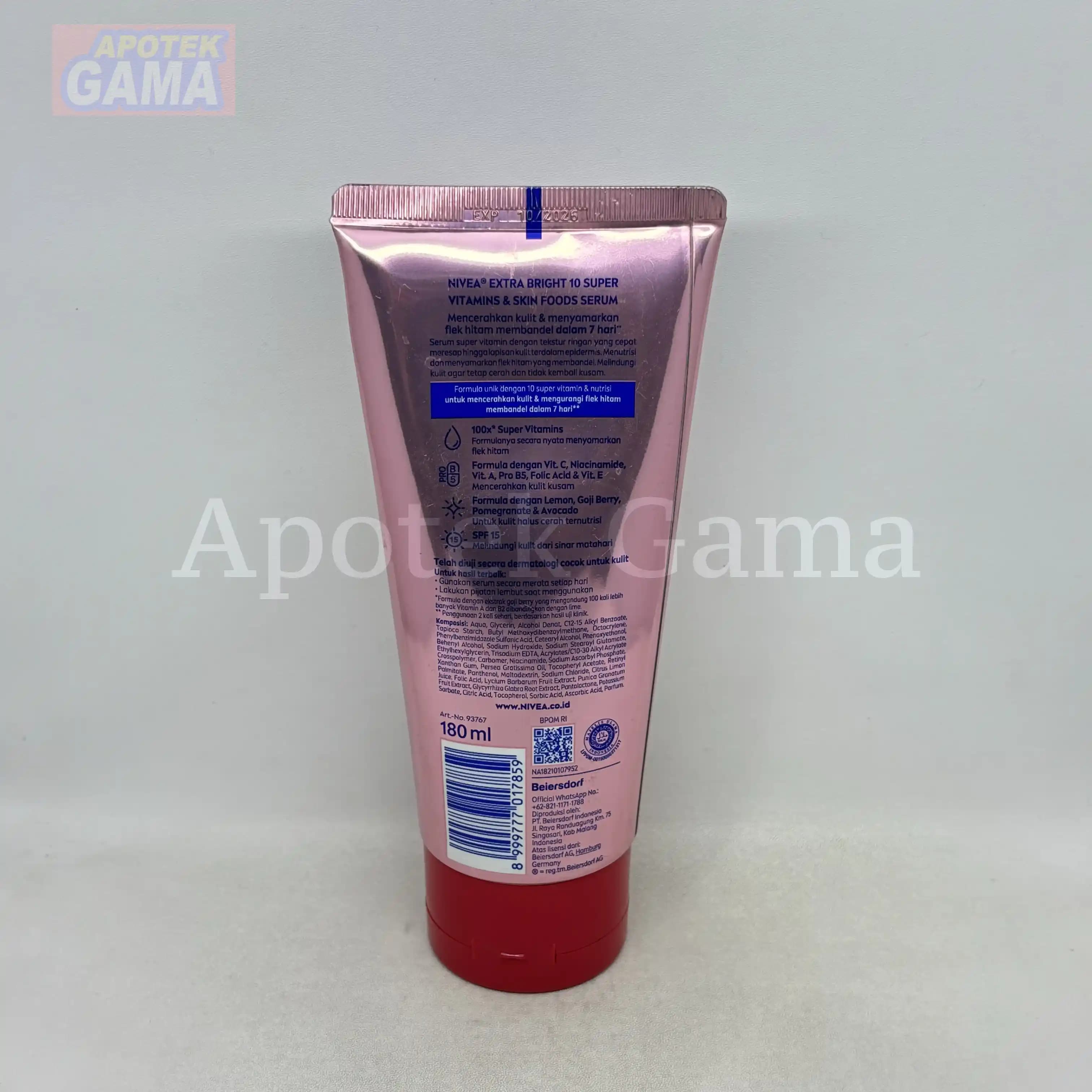 NIVEA EXTRA BRIGHT SUPER VITAMINS & SKIN FOODS SERUM 180ML 3