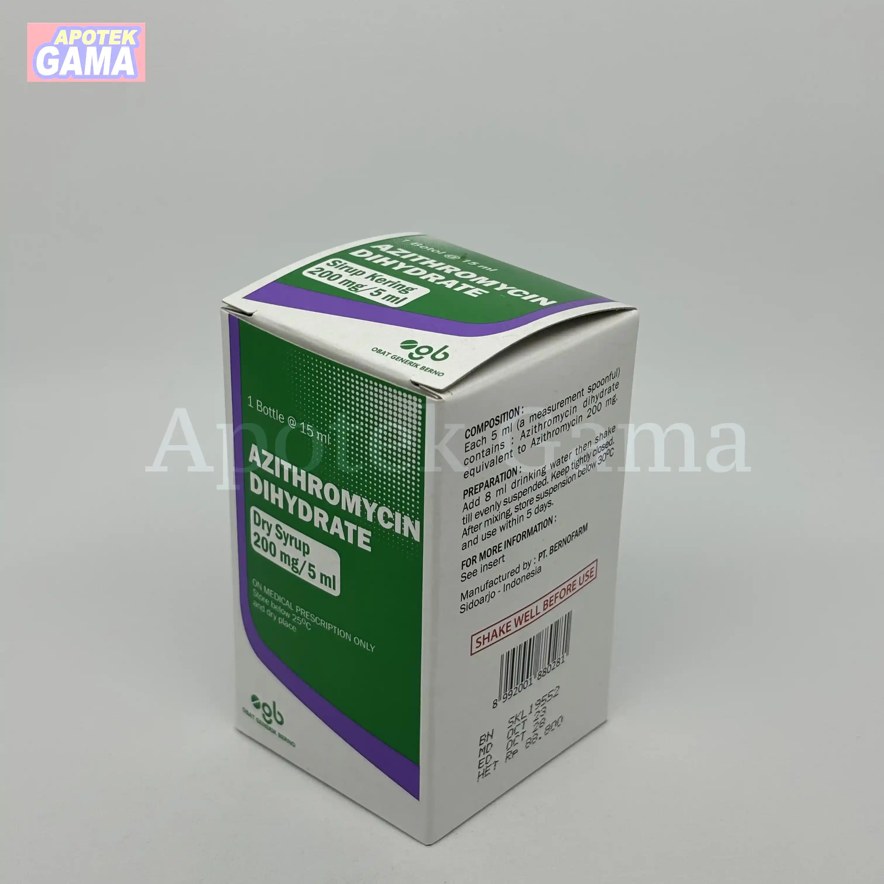 AZITHROMYCIN 200/5ML DS 15 ML 10