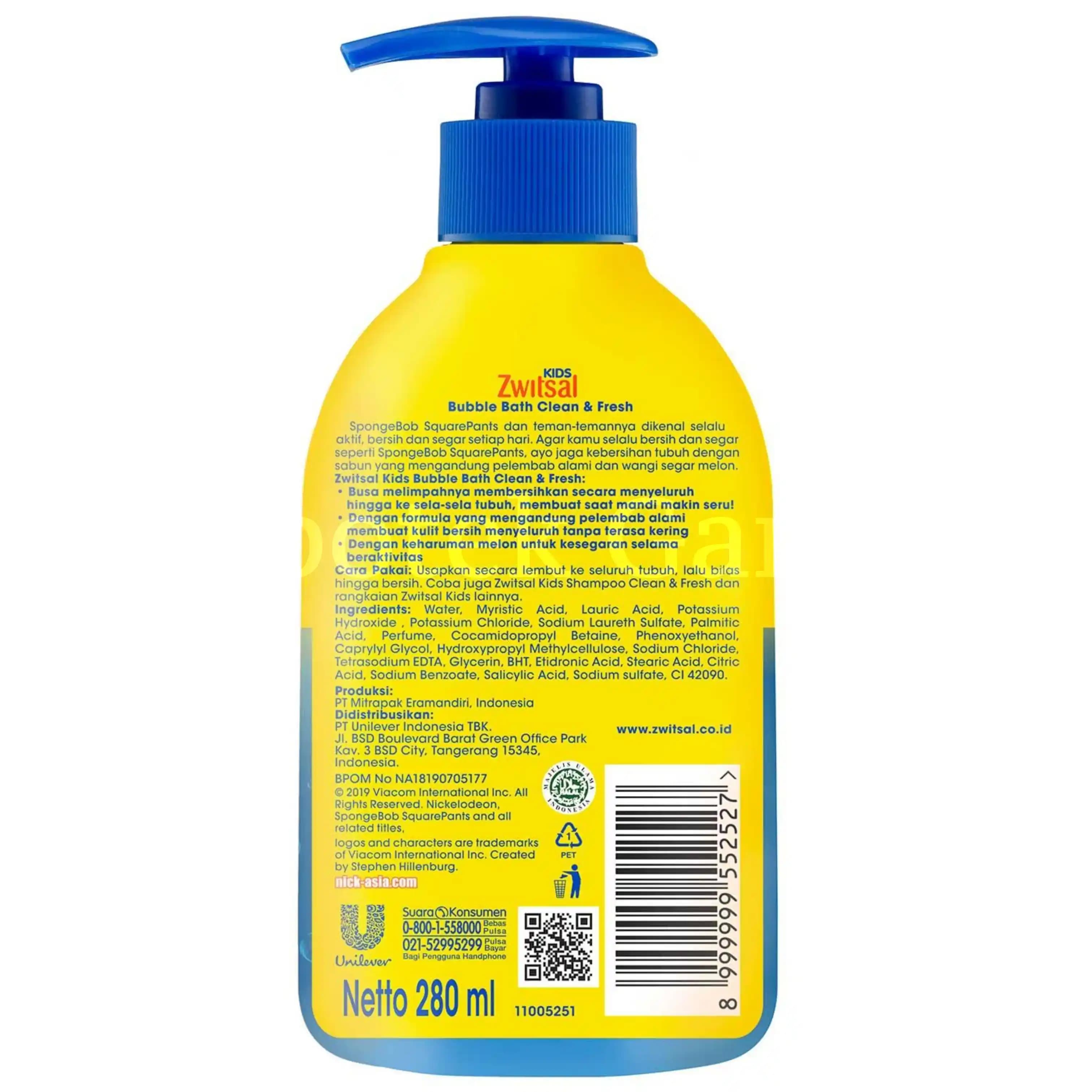 ZWITSAL KIDS BUBBLE BATH CLEAN & FRESH 280 ML