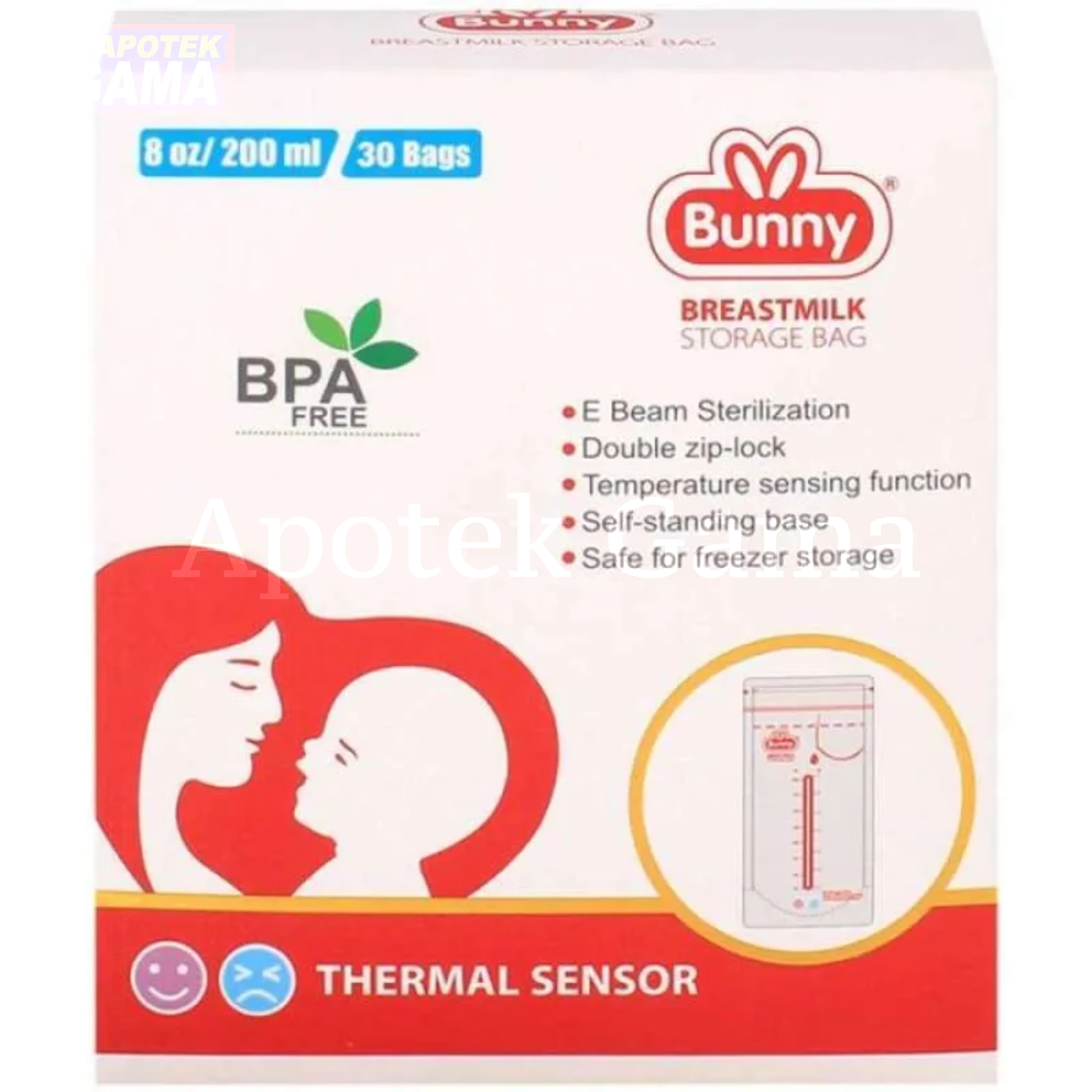 BUNNY BREASTMILK STORAGE BAG 100ML, 30 PCS