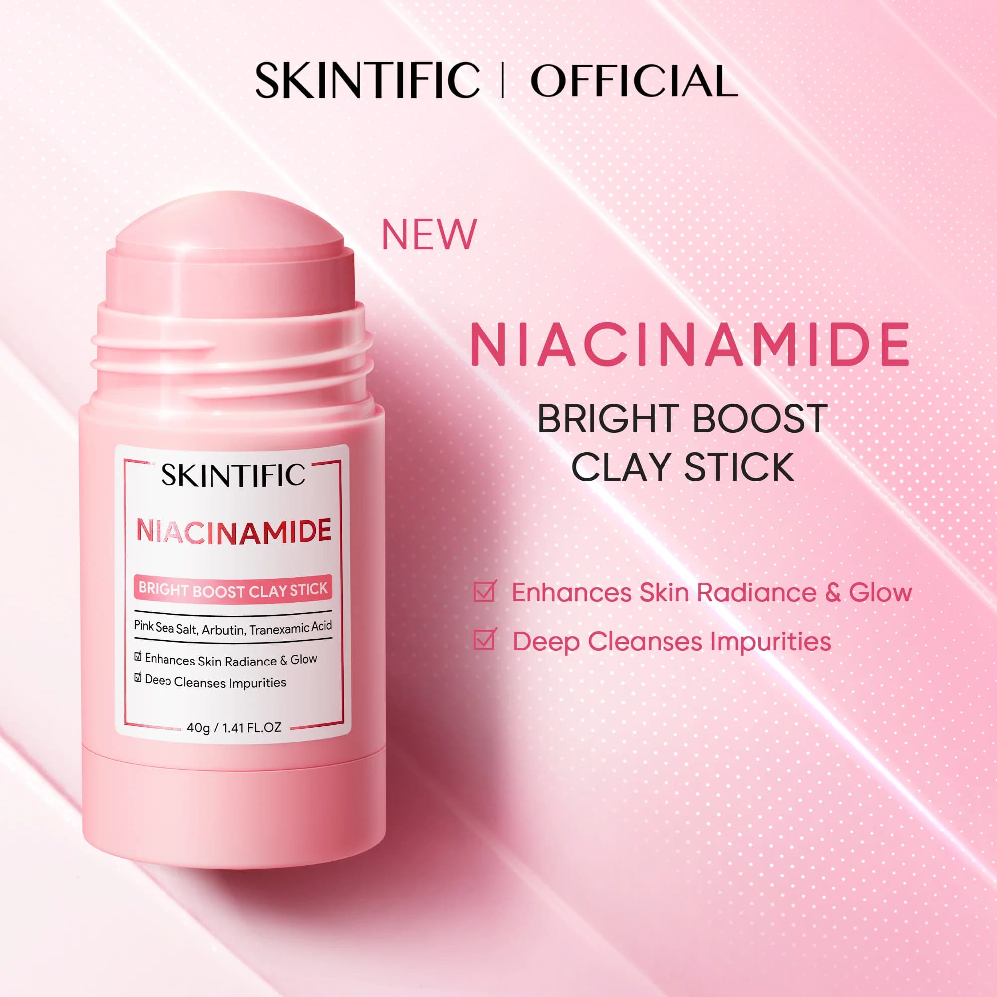 SKINTIFIC NIACINAIDE BRIGHT BOOST CLAY STICK 40GR 2