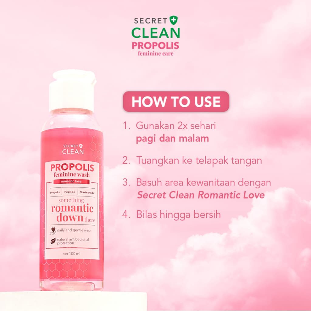 SECRET CLEAN PROPOLIS FEMININE WASH ROMANTIC 100ML 2