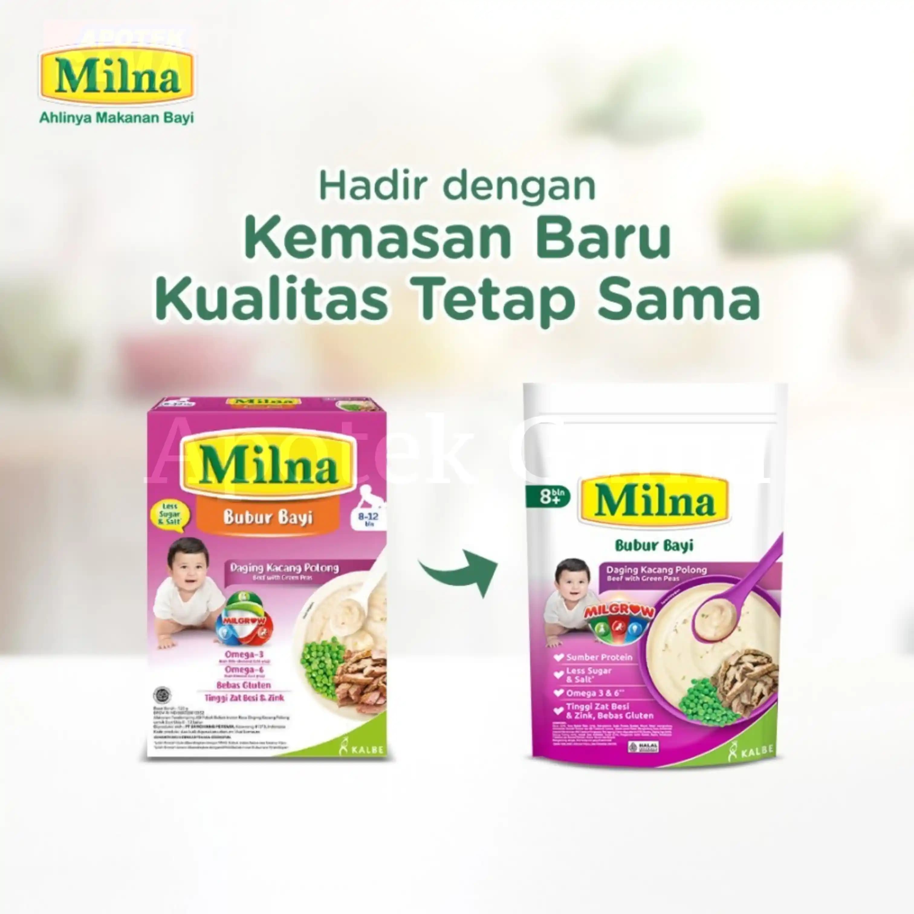 MILNA BUBUR BAYI 8+ DAGING KACANG POLONG 120 GR
