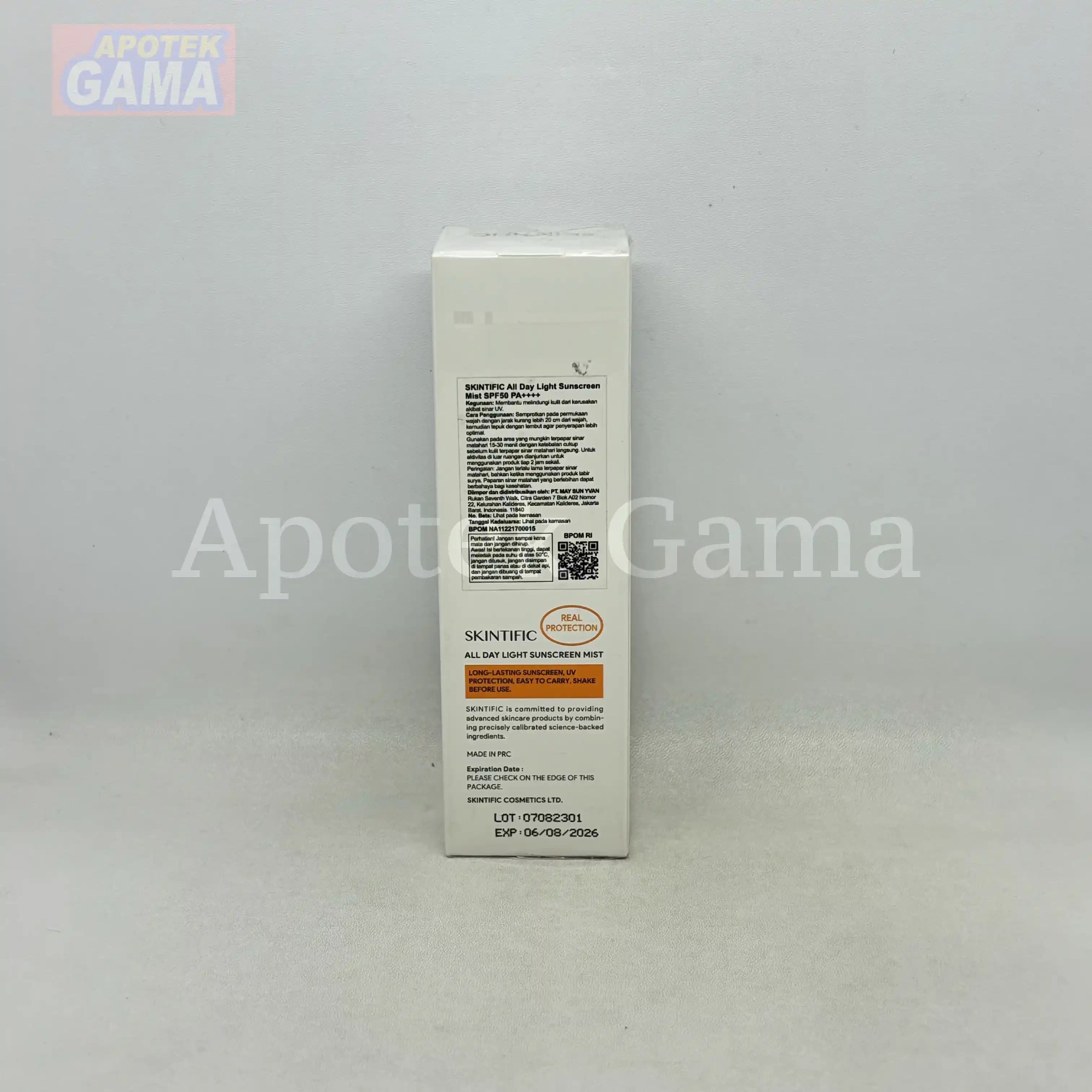 SKINTIFIC ALL DAY LIGHT SUNSCREEN MIST SPF 50+ 50ML 2