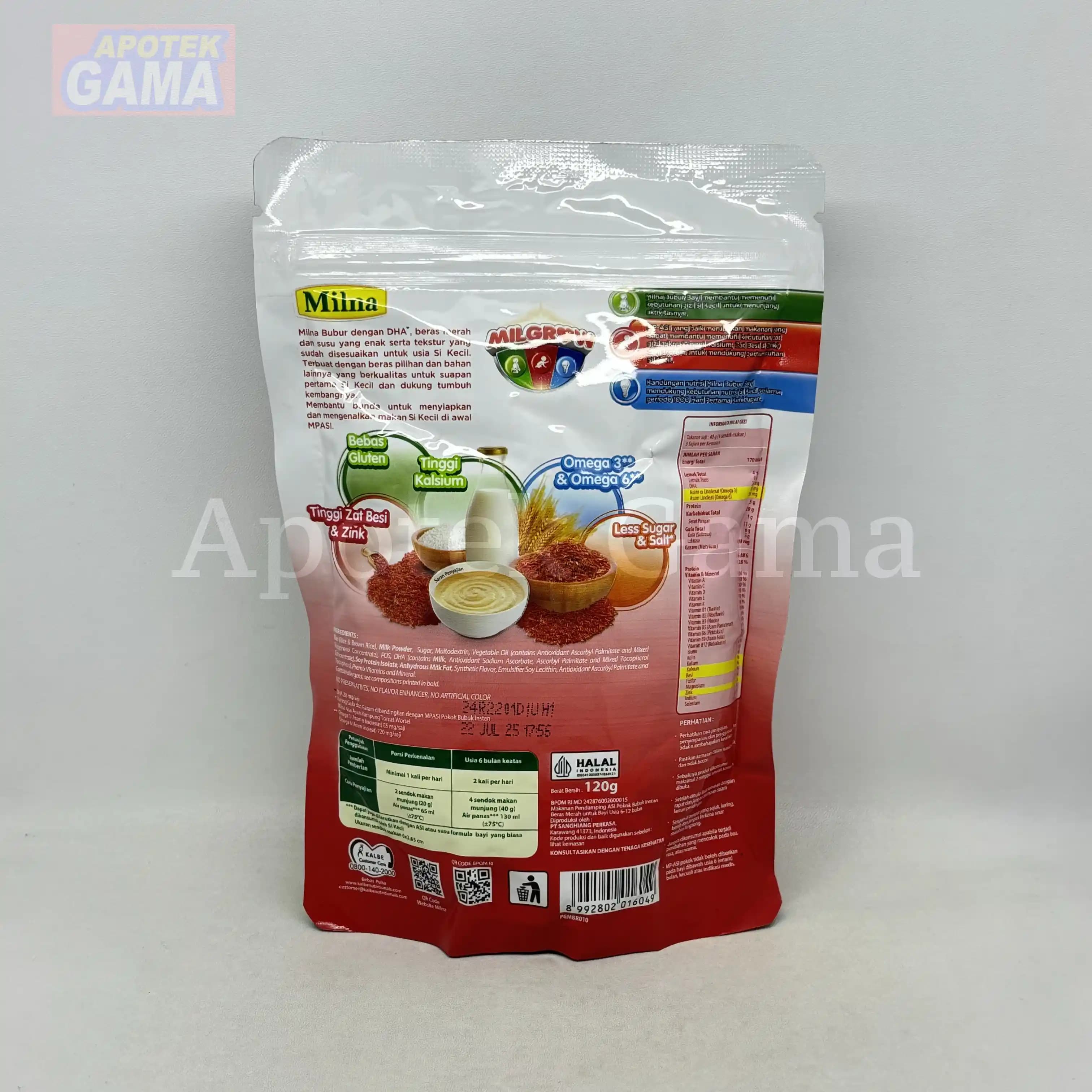 MILNA BUBUR BAYI 6+ BERAS MERAH 120G 3