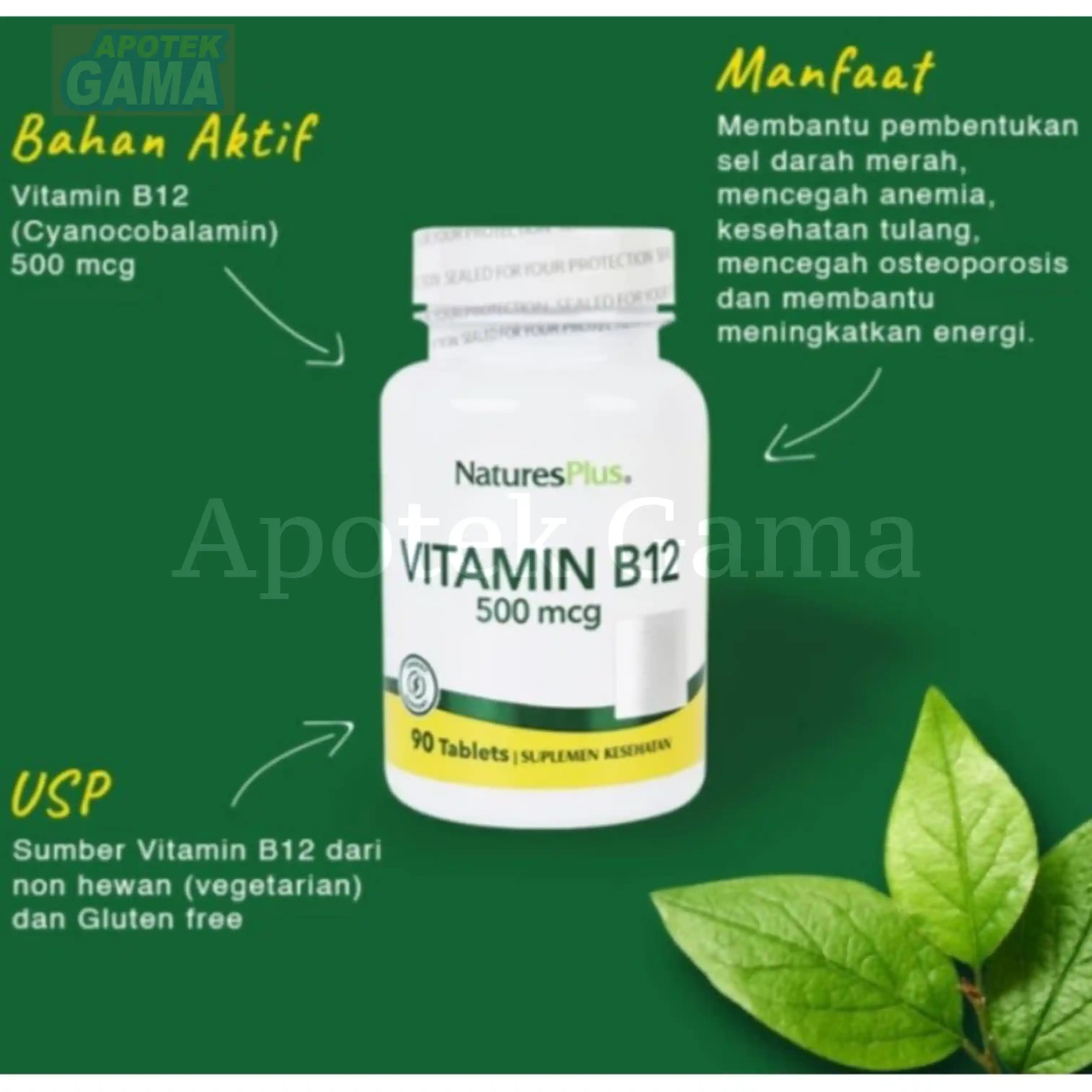 NATURES PLUS VITAMIN B12 500MCG 90S