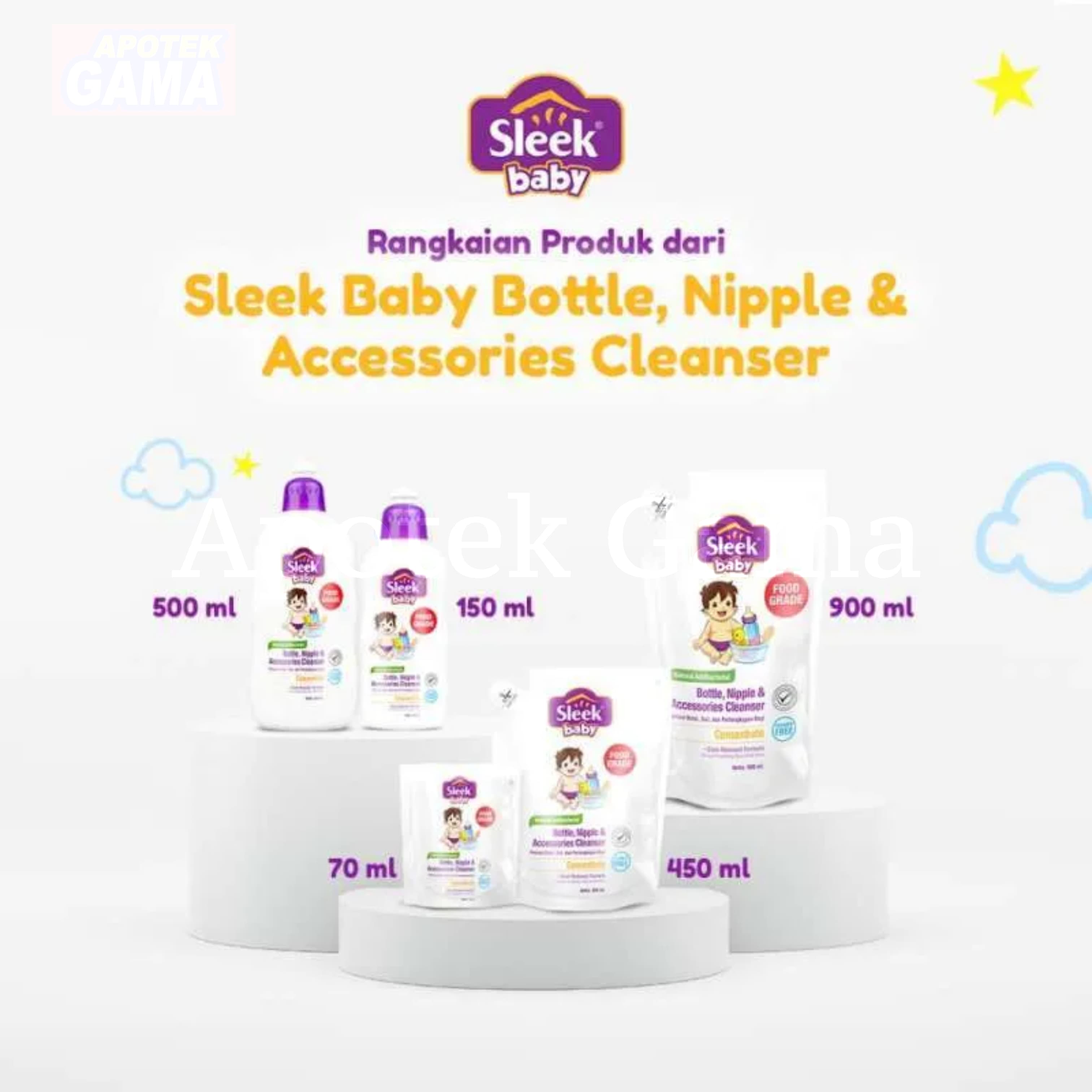 SLEEK BABY BOTTLE, NIPPLE & ACCESSORIES CLEANSER 500 ML 2