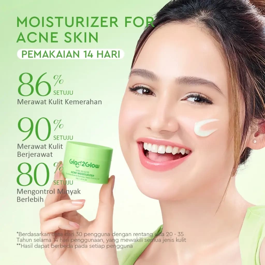GLAD 2 GLOW KIWI 3D ACID ACNE MOISTURIZER 30GR 2